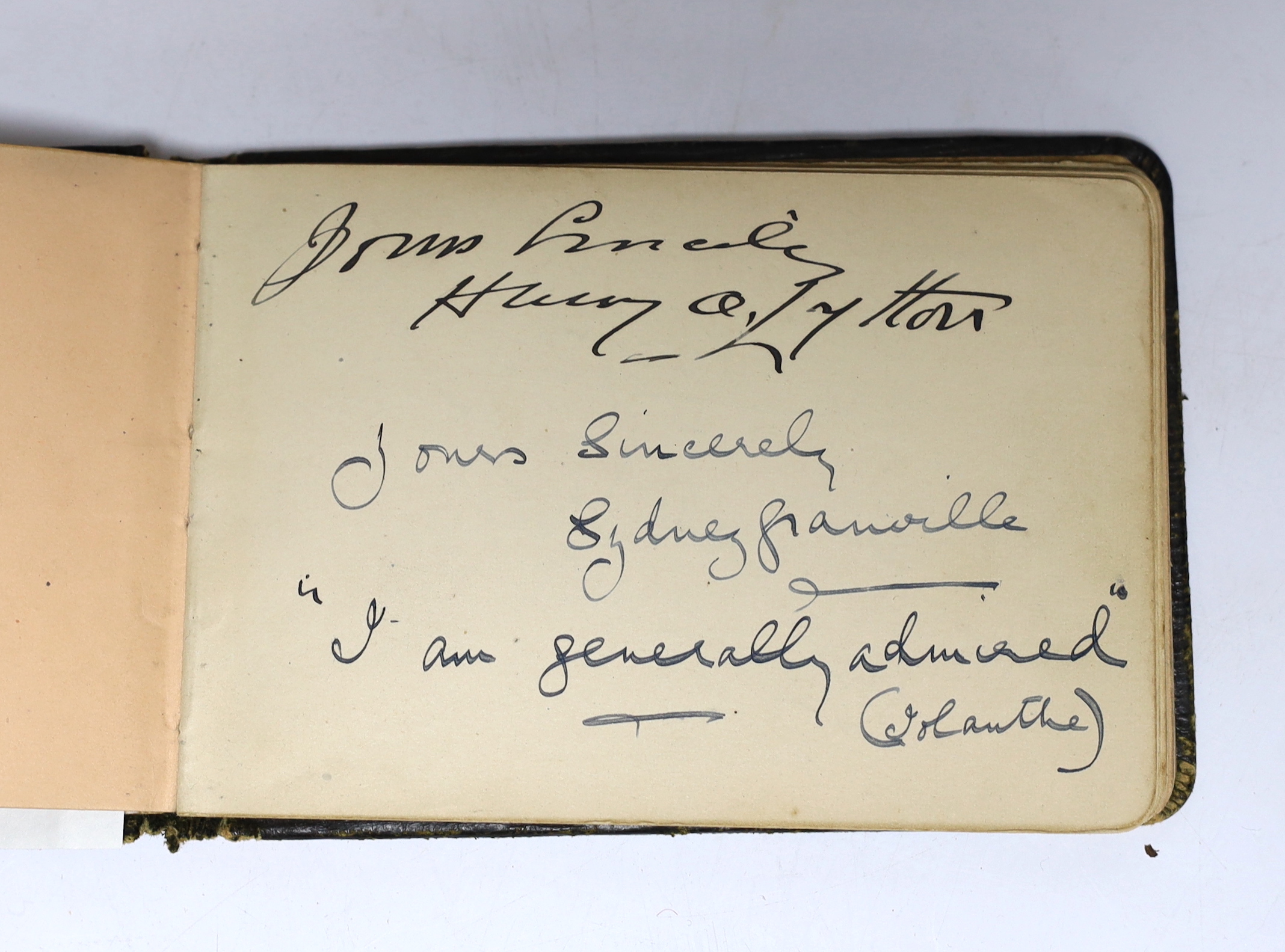 D’Oyly Carte and Gilbert & Sullivan interest; A silver vase by William Comyns with etched dedication; ‘Alice, from Arthur Sullivan 9 June 1892’, hallmarked London 1891, together with a 1920s autograph book of D’Oyly Cart